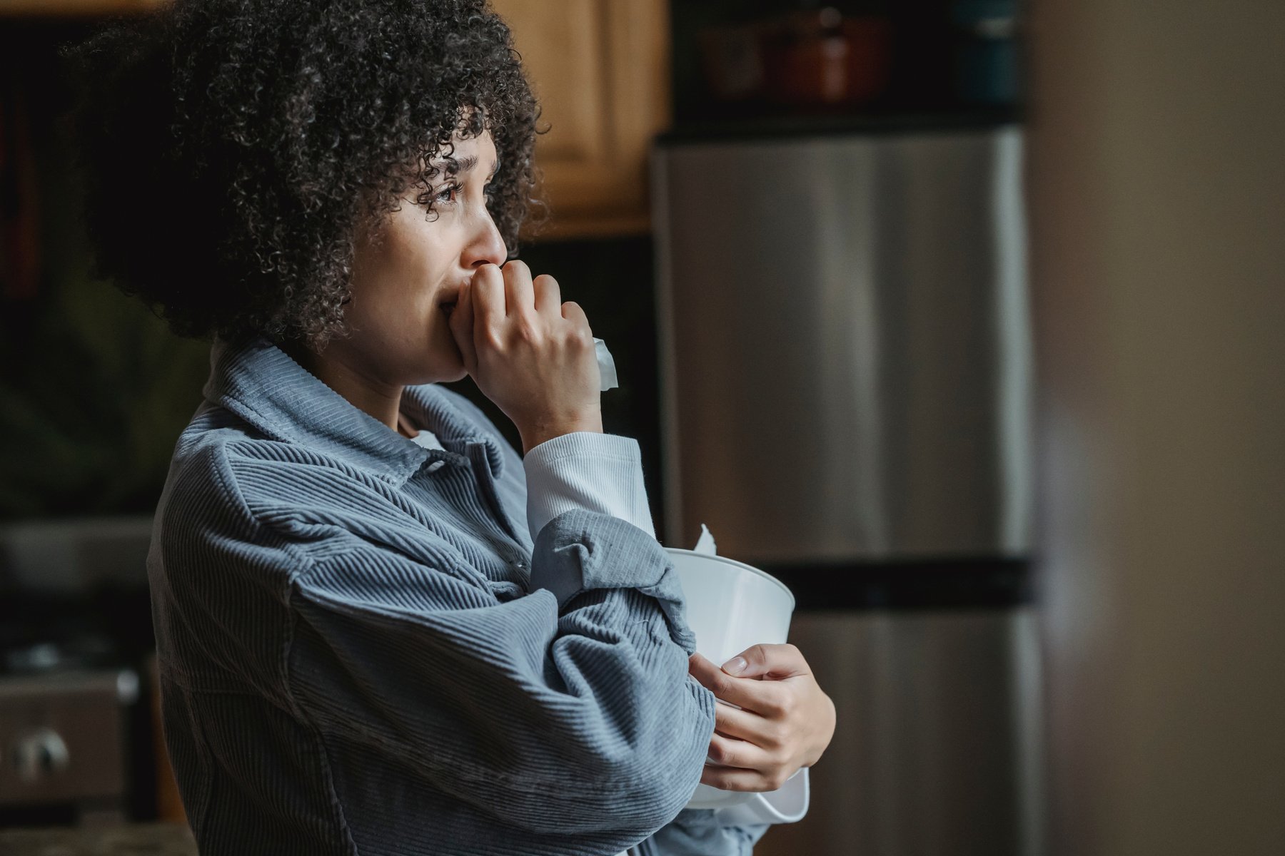 Black woman crying because of loss and misfortune